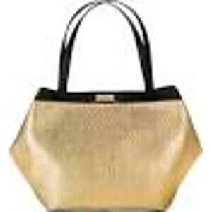 VERSACE Parfums Gold Metallic Bag Shoulder Purse Overnight Travel Black Tote